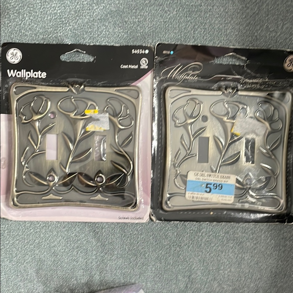 Floral Bronze Metal Wallplate - Double Switch